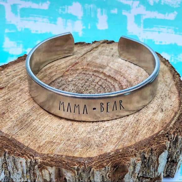 🆕 Mama Bear Mother’s Day Mom Handstamped Stainless Cuff Bracelet - Picture 2 of 3